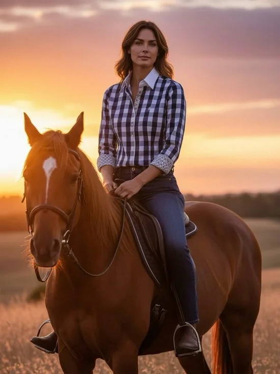 Fior Da Liso Raphael II Equestrian Checkered Shirt Size 12 - Picture 1 of 9